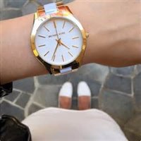 Watch Michael Kors Woman Slim Runway in Steel yellow gold plated MK4295 - MK4295
